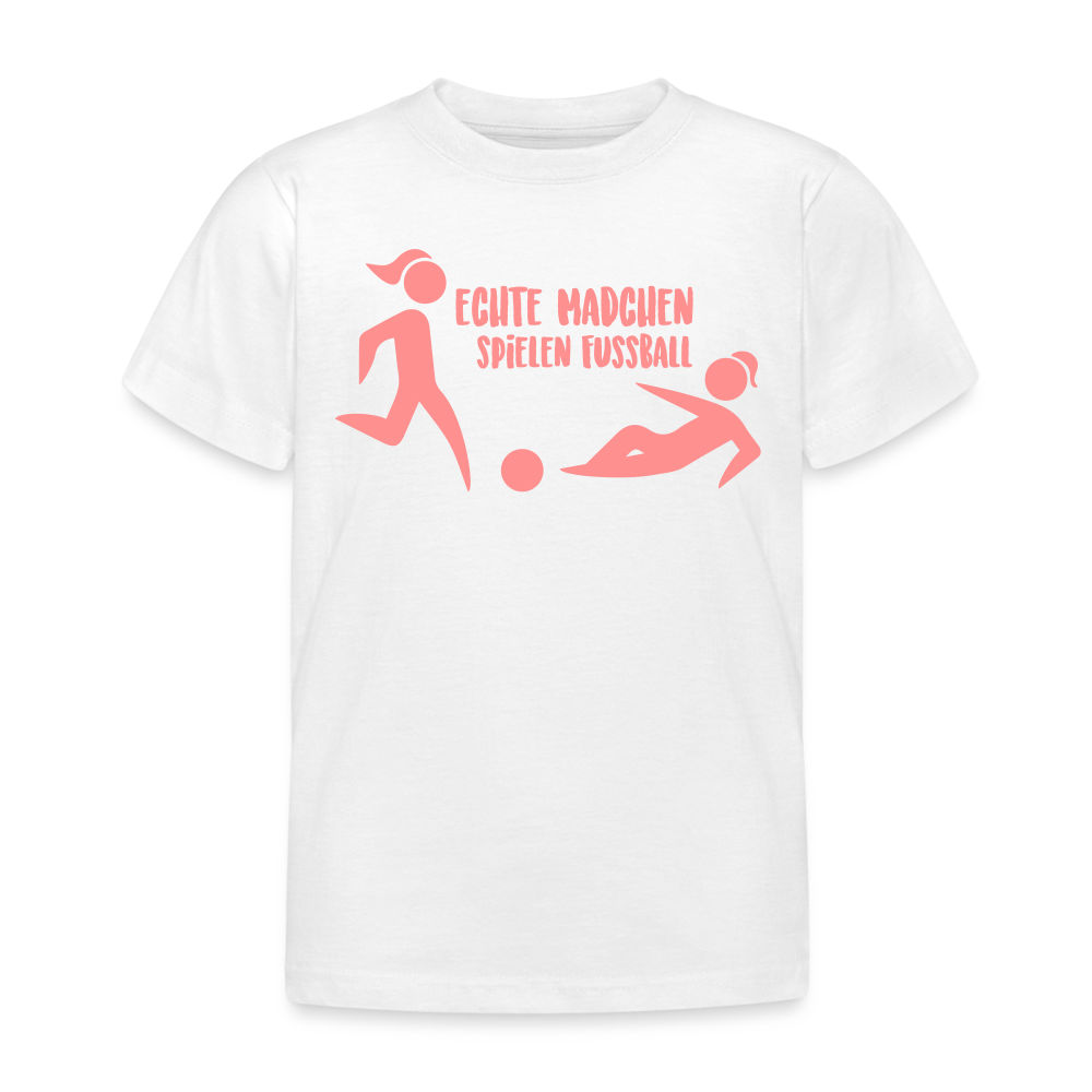 Kinder T-Shirt "Echte Mädchen spielen Fussball" - weiß
