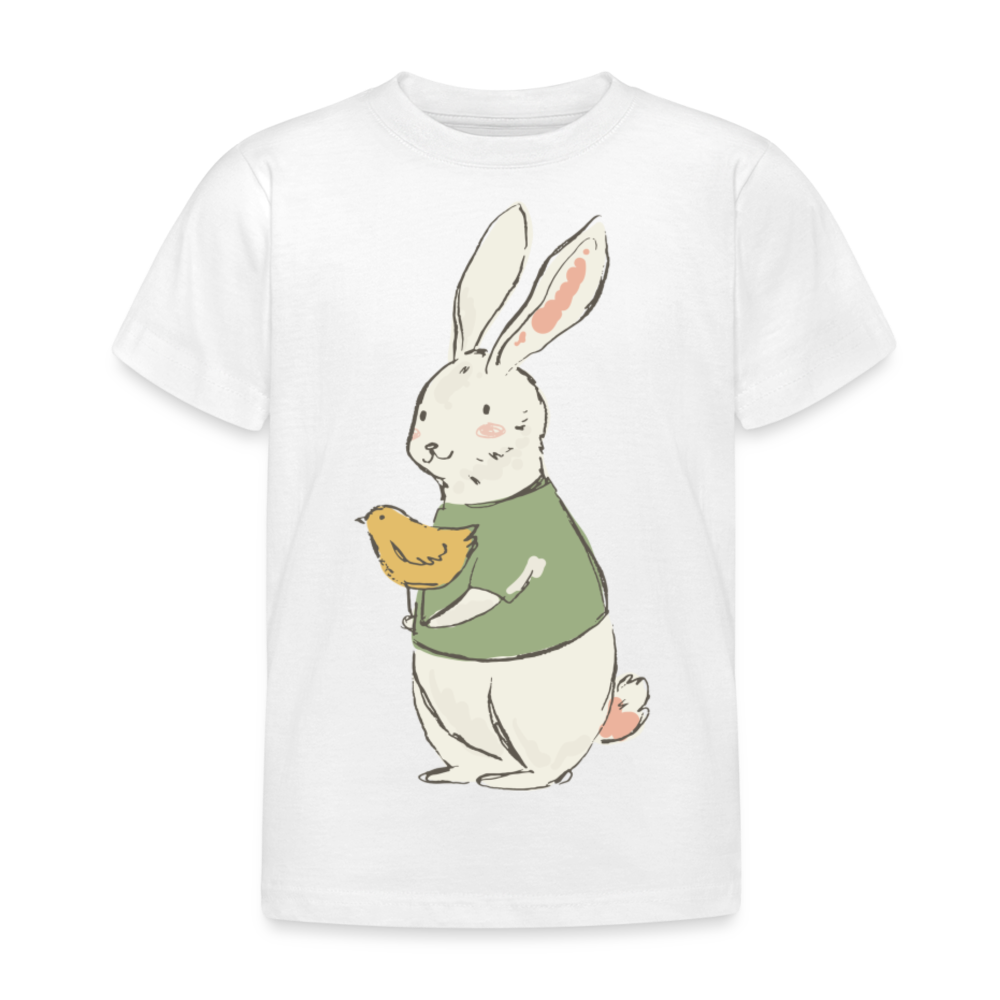 Kinder T-Shirt "Hase mit Huhn" - weiß