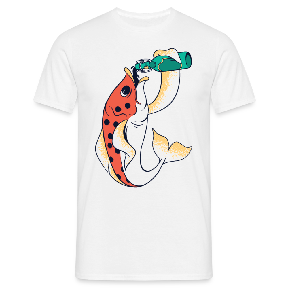 Männer T-Shirt "Fisch trinkt Bier" - weiß