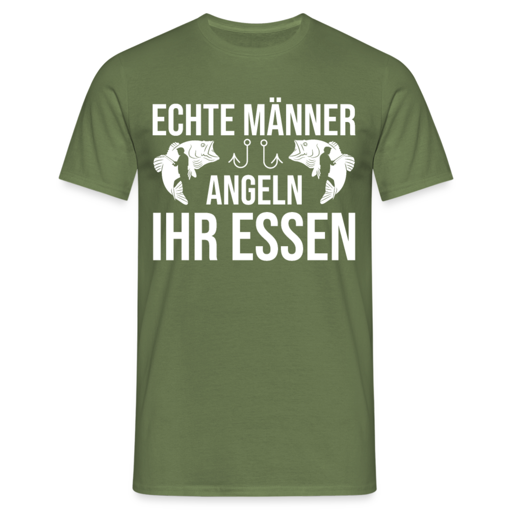 Männer T-Shirt "Echte Männer angeln ihr Essen" - Militärgrün