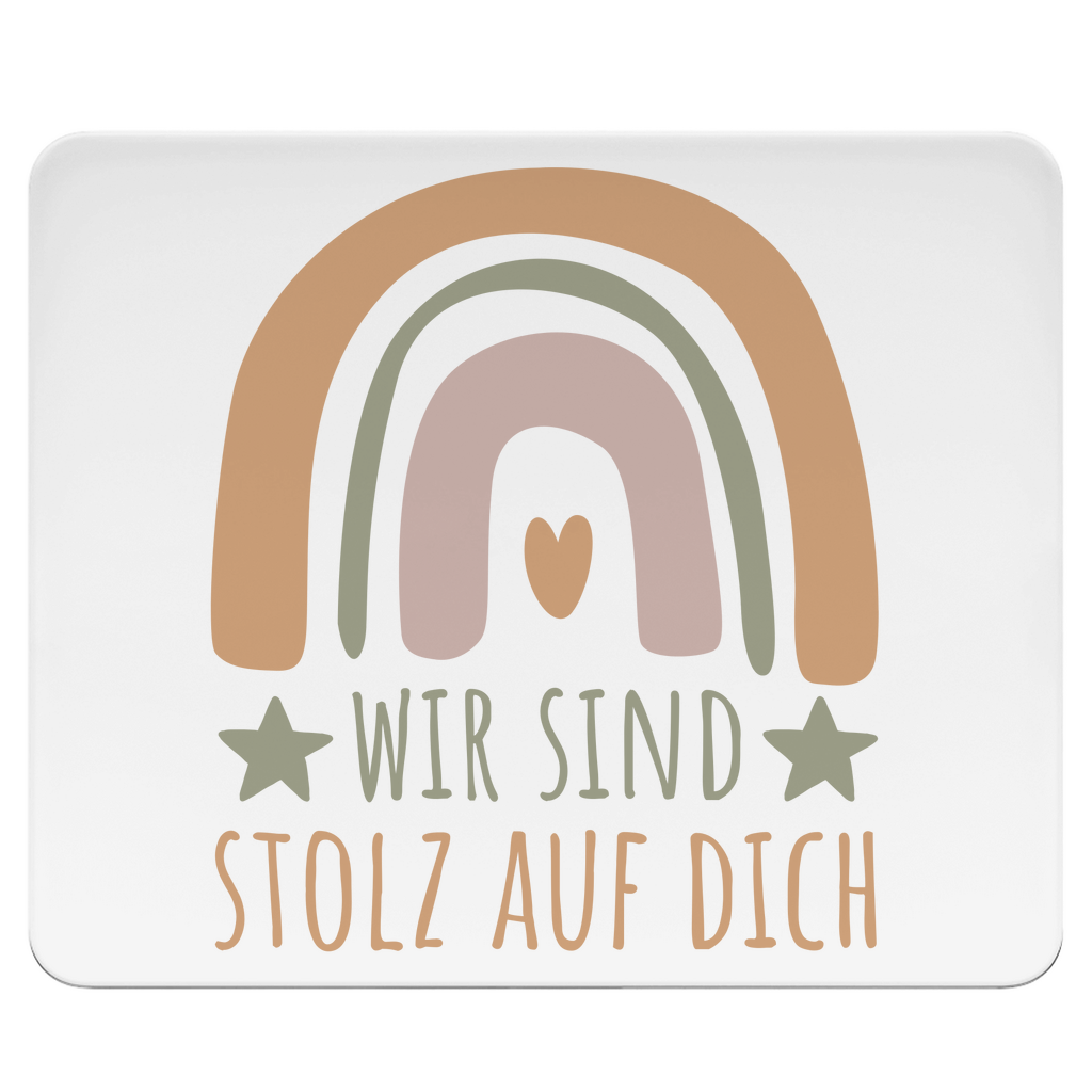 Mousepad "Wir sind stolz auf dich" (Regenbogen) weiß