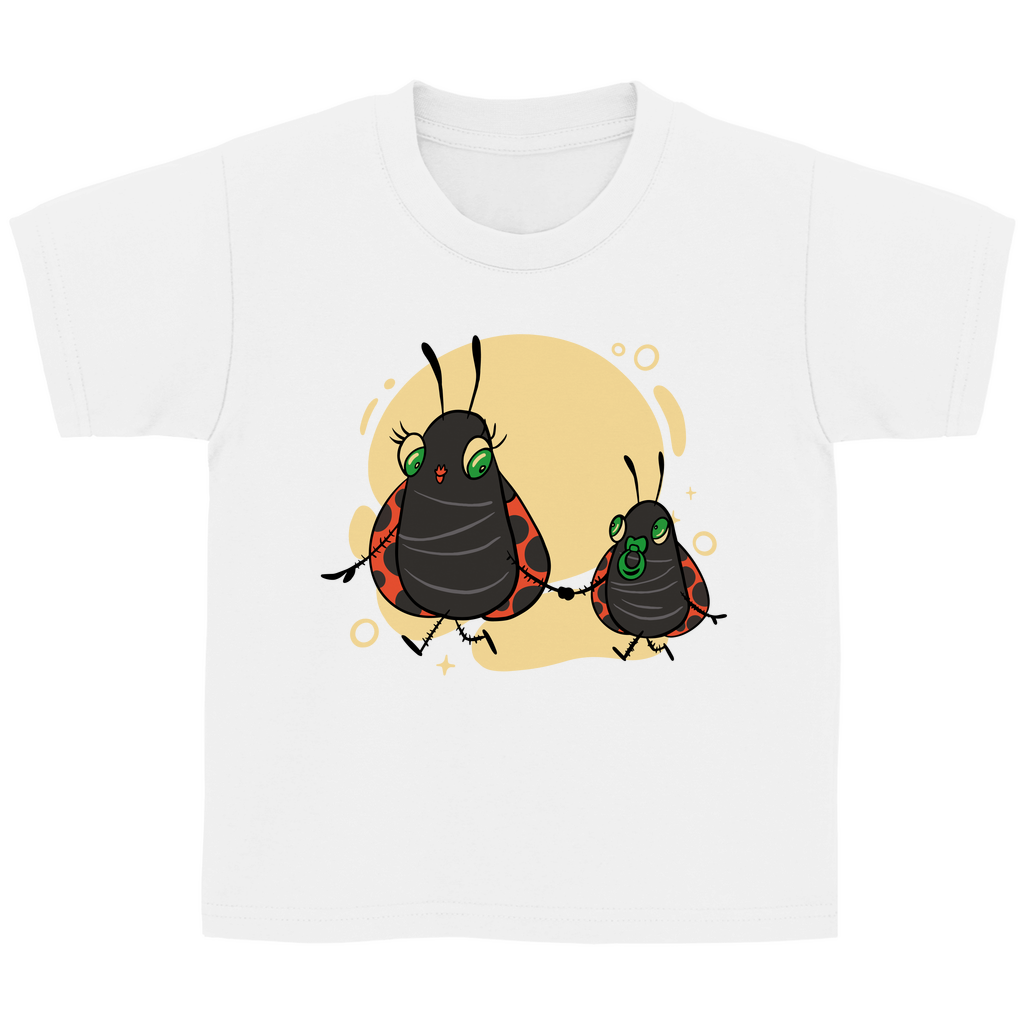 Kinder Basic T-Shirt "Marienkäfer Mama und Kind" weiß