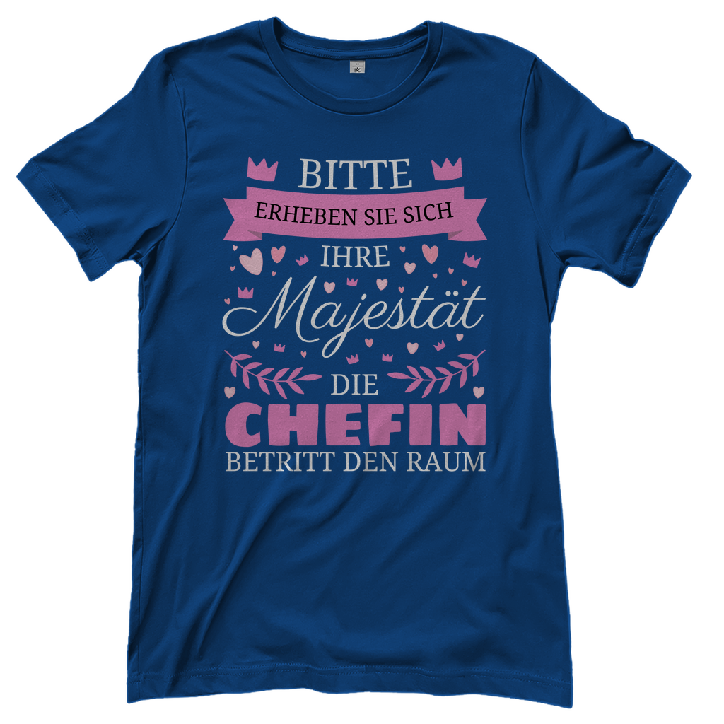 Damen T-Shirt "Ihre Majestät - Die Chefin" Blau