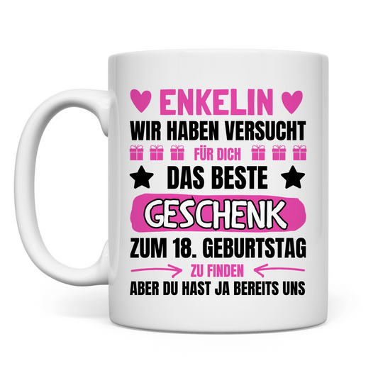 Tasse "Enkelin 18. Geburtstag" (von Großeltern)