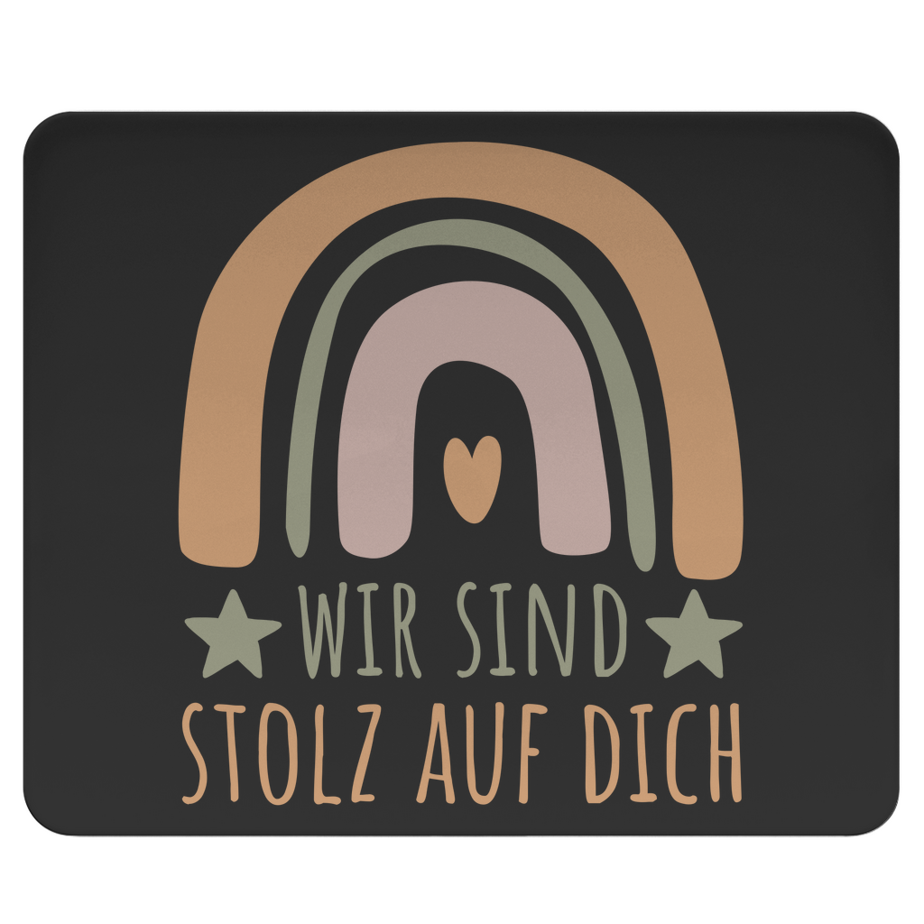 Mousepad "Wir sind stolz auf dich" (Regenbogen) schwarz