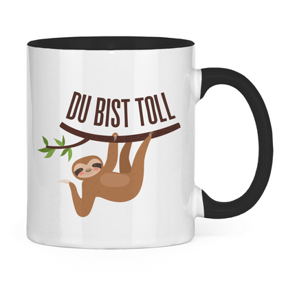 Tasse zweifarbig "Du bist toll" (Faultier-Motiv)