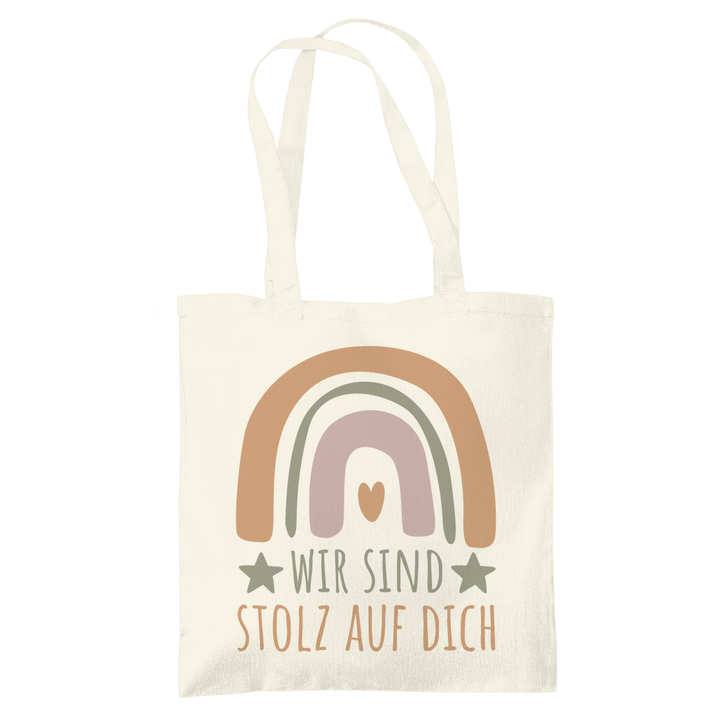 Tragetasche "Wir sind stolz auf dich" (Regenbogen) beige