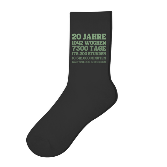 Socken "20 Jahre, 1042 Wochen, 7300 Tage" schwarz