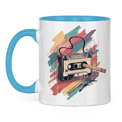 90er Tasse weiß/hellblau