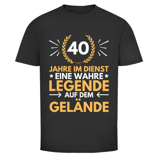 Herren T-Shirt "40 Jahre im Dienst - Eine wahre Legende auf dem Gelände"