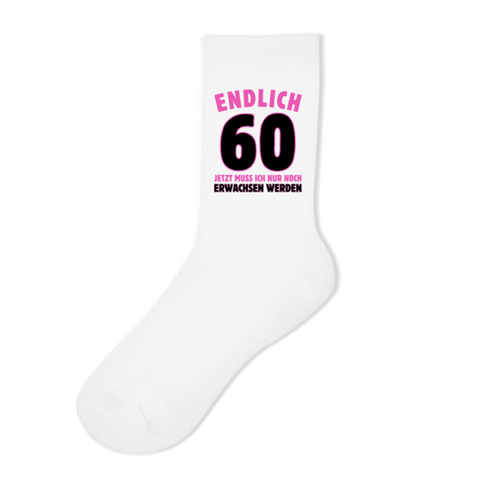 Socken "Endlich 60" (Pinkes Motiv)