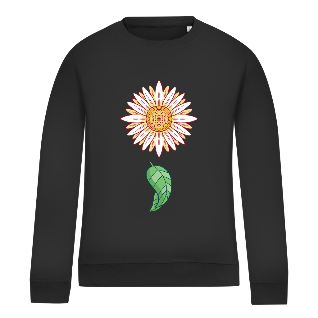 Damen Sweatshirt "Gänseblümchen mit Blatt" schwarz