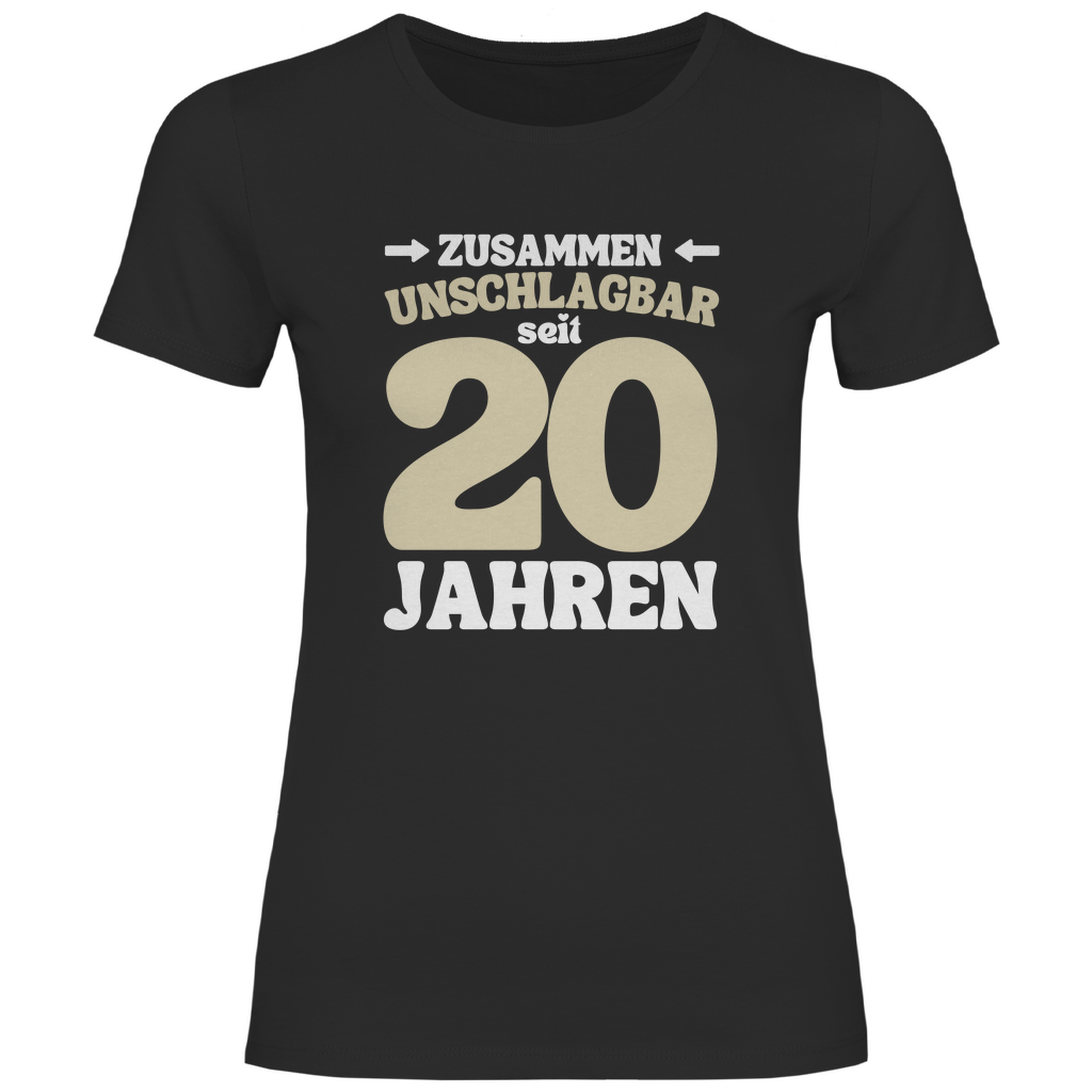 Damen T-Shirt "Zusammen unschlagbar seit 20 Jahren" schwarz