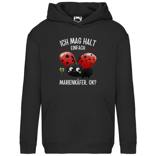 Kids Basic Hoodie "Ich mag halt einfach Marienkäfer, ok?" schwarz