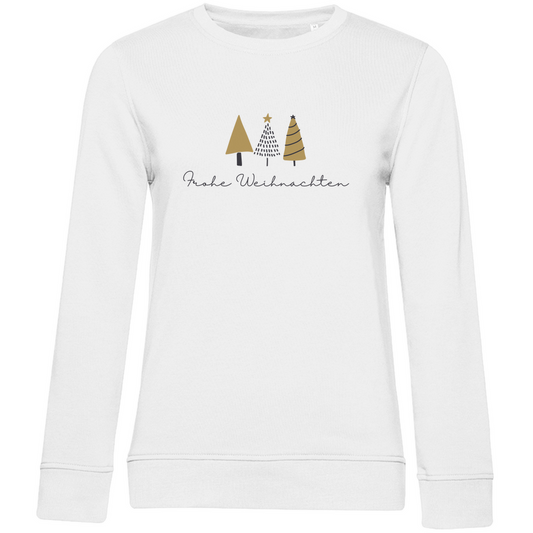 Damen Premium Bio Sweatshirt "Frohe Weihnachten" (3 minimalistische Weihnachtsbäume)