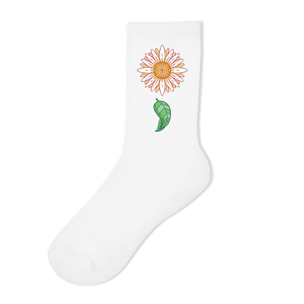 Socken "Gänseblümchen mit Blatt" weiß