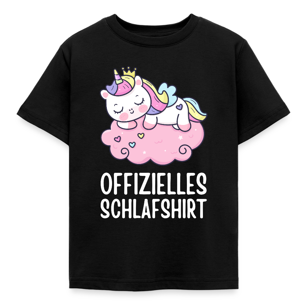 Kinder T-Shirt "Offizielles Schlafshirt" (Einhorn) - Schwarz