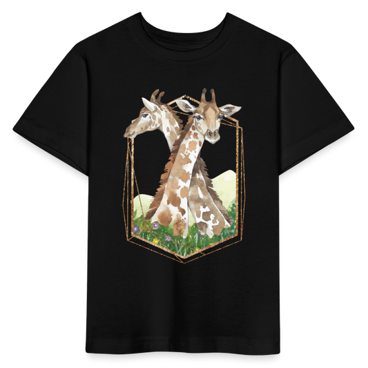 Kinder Bio-T-Shirt "Zwei Giraffen" - Schwarz