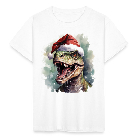 Kinder T-Shirt "Cooler Weihnachts-Dinosaurier" - Weiß