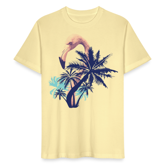 Unisex Bio-T-Shirt "Flamingo mit Palmen" - Creme