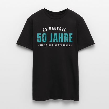 Männer T-Shirt "Es dauerte 50 Jahre um so gut auszusehen" (Blaues Motiv) - Schwarz