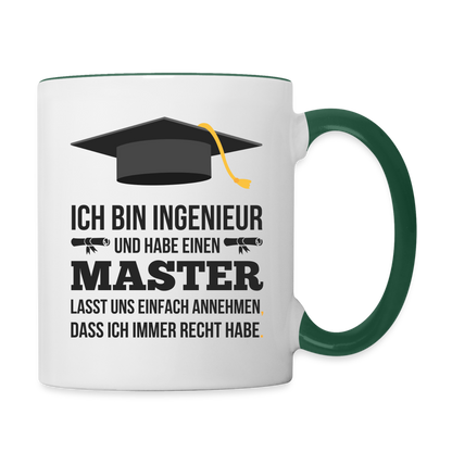 Tasse "Masterabschluss Ingenieur" - Weiß/Dunkelgrün
