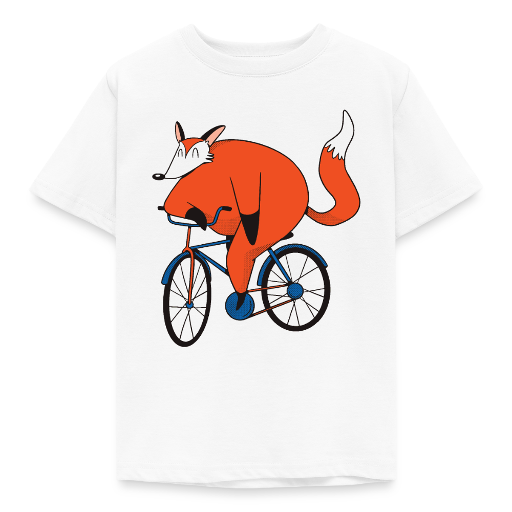 Kinder T-Shirt "Fuchs mit Fahrrad" - Weiß