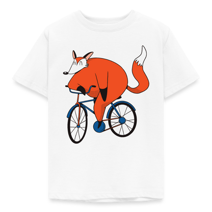 Kinder T-Shirt "Fuchs mit Fahrrad" - Weiß