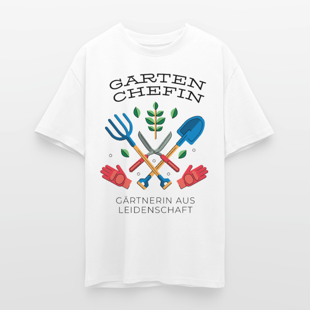 Oversize T-Shirt "Garten Chefin" - Weiß