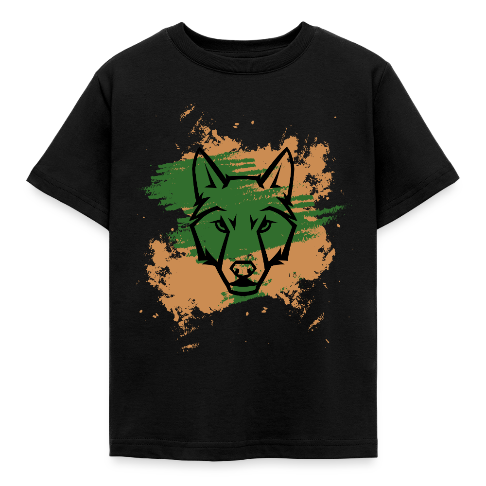 Kinder T-Shirt "Cooles Wolf-Design" - Schwarz