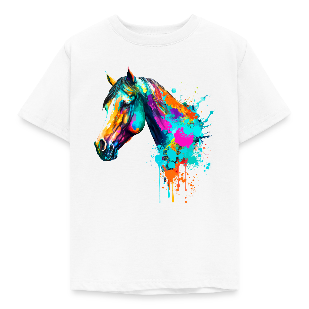 Kinder T-Shirt "Wasserfarben Pferd" - Weiß