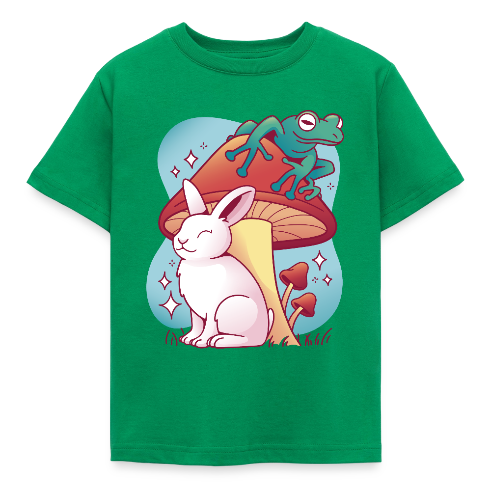 Kinder T-Shirt "Hase mit Frosch" - Kelly Green