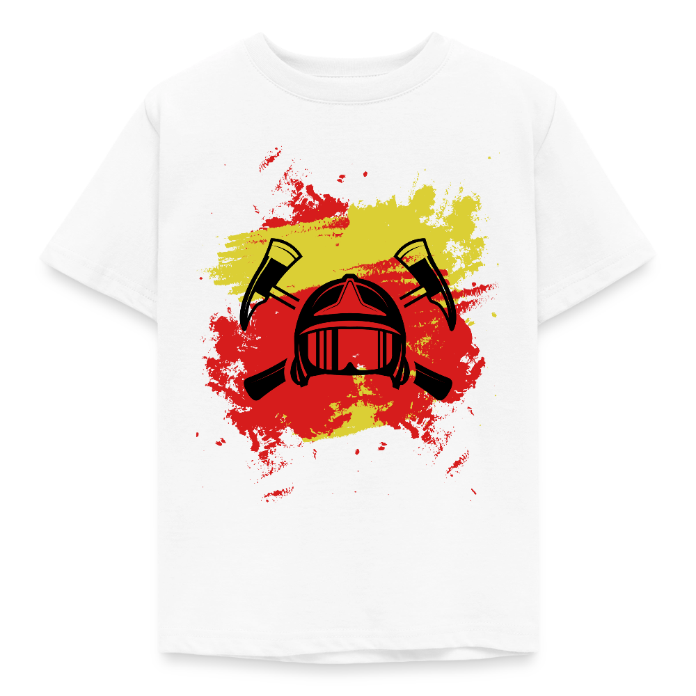 Kinder T-Shirt "Cooles Feuerwehrhelm Design" - Weiß
