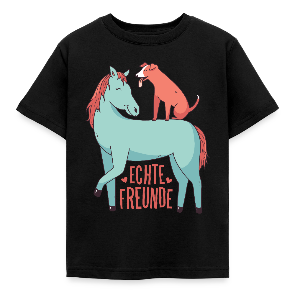 Kinder T-Shirt "Echte Freunde" - Schwarz