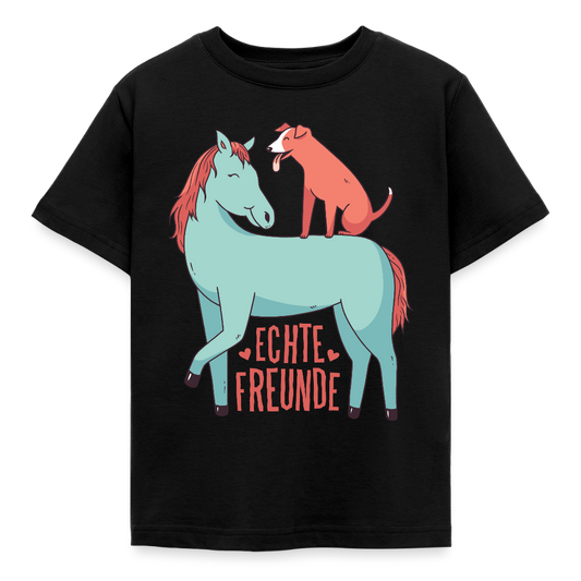 Kinder T-Shirt "Echte Freunde" - Schwarz