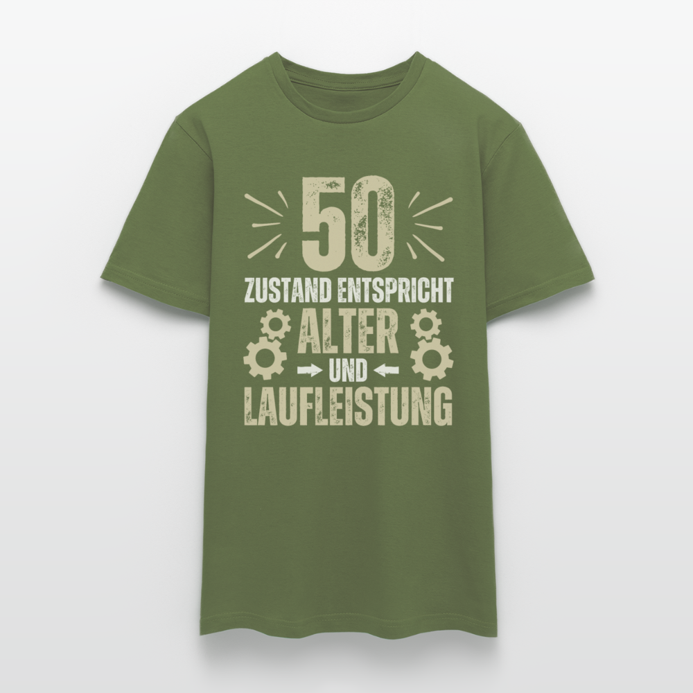 Männer T-Shirt "50 - Zustand entspricht Alter und Laufleistung" - Militärgrün