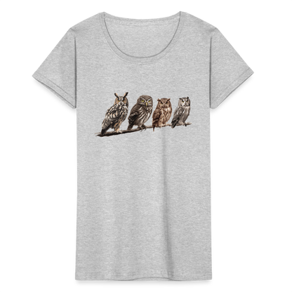 Frauen T-Shirt "Eulenmotiv" - Grau meliert