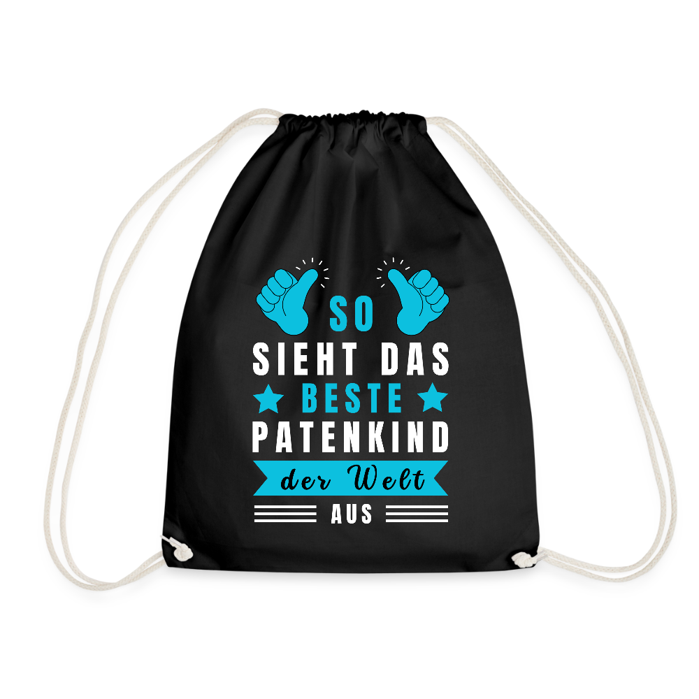 Turnbeutel "So sieht das beste Patenkind der Welt aus" - Schwarz