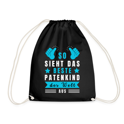 Turnbeutel "So sieht das beste Patenkind der Welt aus" - Schwarz