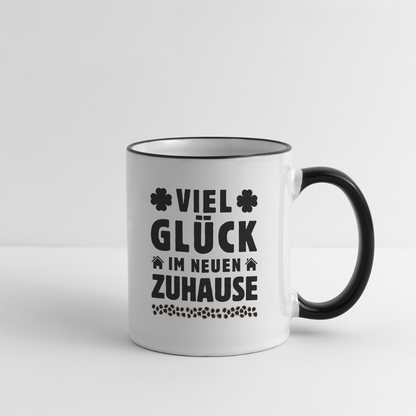 Tasse "Viel Glück im neuen Zuhause" - Weiß/Schwarz