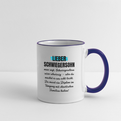 Tasse "Lieber Schwiegersohn" - Weiß/Kobaltblau