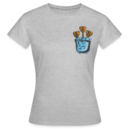 Frauen T-Shirt "Dartpfeile in Brusttaschen-Optik" - Grau meliert