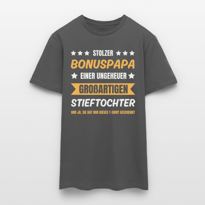Männer T-Shirt "Stolzer Bonuspapa einer großartigen Stieftochter" - Anthrazit