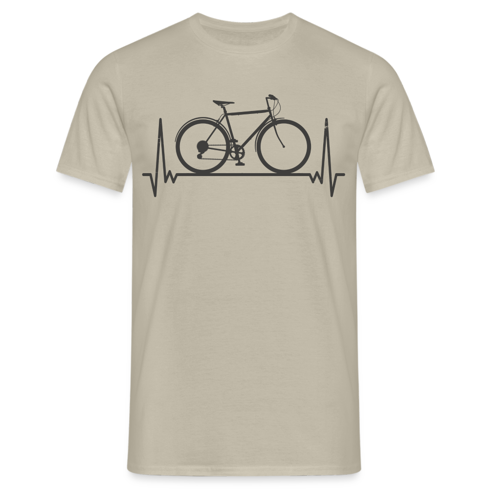 Männer T-Shirt "Fahrrad im Herzschlag" - Sandbeige