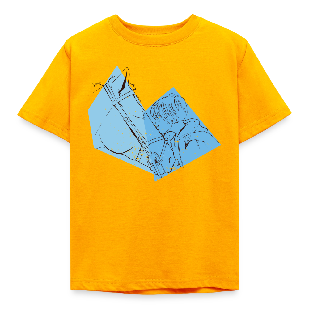 Kinder T-Shirt "Ich liebe mein Pferd" - Gold