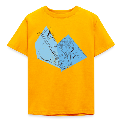 Kinder T-Shirt "Ich liebe mein Pferd" - Gold