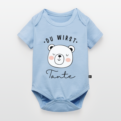 Baby Bio-Body "Du wirst Tante" (Teddybär-Motiv) - Hellblau