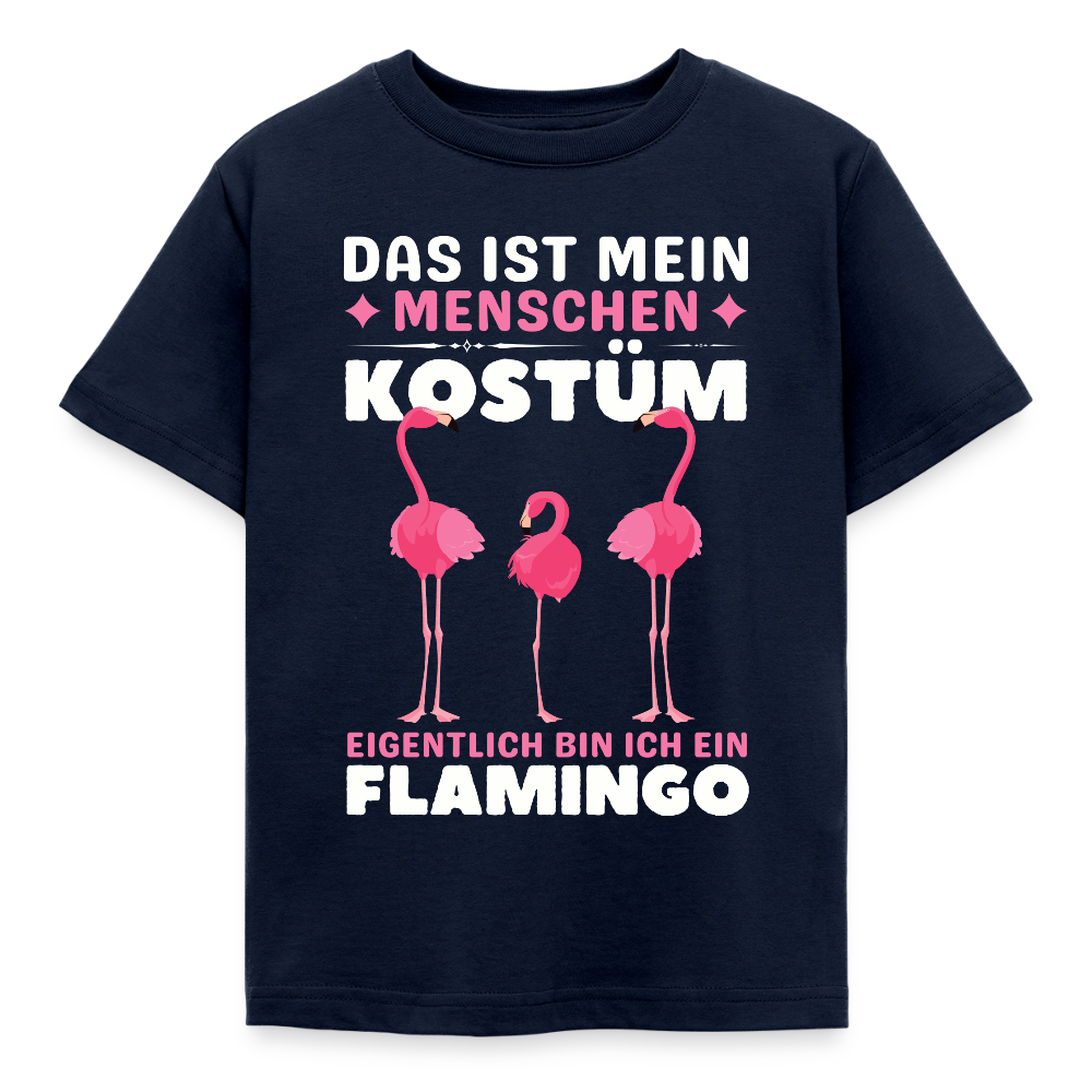 Kinder T-Shirt "Das ist mein Menschen Kostüm, eigentlich bin ich ein Flamingo" - Navy