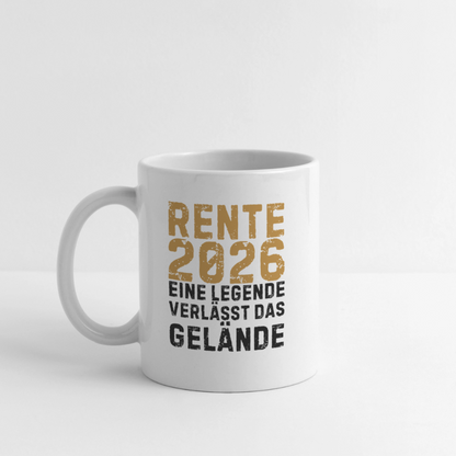 Tasse "Rente 2026 - Eine Legende verlässt das Gelände" - Weiß