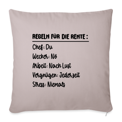 Sofakissen mit Füllung "Regeln für die Rente" - helles Taupe